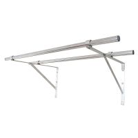 沛晴304阳台窗外伸缩晾衣架户外推拉晒衣架折叠晾衣杆|焊接款不折叠32管(双杠支架)一对装 304钢晾衣杆长度100cm