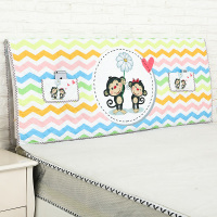 韩版夹棉公主床头罩卡通床头防尘罩简约现代布艺床头套花色可选|小猴子 1.2米