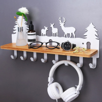 创意挂钩免打孔置物架挂衣架装饰玄关门后墙上承重衣帽钩强力粘钩|小鹿8钩(白色)收藏-优先发货