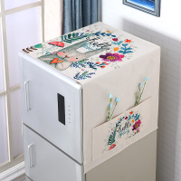 欧式布艺双开单开门蕾丝电冰箱防尘罩套洗衣机遮盖布巾蒙帘收|棉麻底色鲜花福兔 单开门(55*135cm)