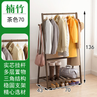 实木室内挂衣架落地置物架晾衣架晒衣架简易晾衣杆卧室挂衣服架子|B款衣帽架长70[茶色] 大