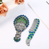 俄罗斯复古小套锌合金化妆镜手柄镜子梳子套装便携镜馈赠生日礼物|古锡色 812款小套镜