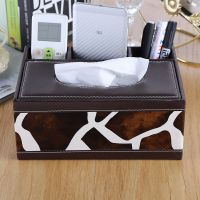 多功能纸巾盒家用客厅收纳盒木质皮革纸抽盒桌面茶几遥控器抽纸盒|平四奶牛纹