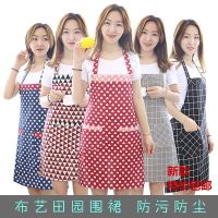 新款春夏棉麻无袖透气时尚围裙简约女罩衣家用围腰防油围裙