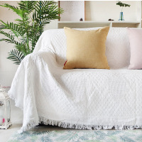 简约现代沙发套线毯子纯色沙发垫全盖巾网红ins防尘罩布艺民宿|米白桃心款 90*240cm