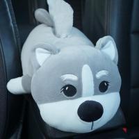 扶手箱抽纸车载纸巾盒车内装饰卡通可爱网红动物玩偶纸巾套|升级款毛绒纸巾包[灰小狗]送纸巾2包
