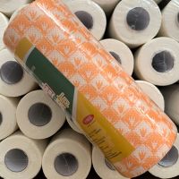 加厚抹布洗碗布家用清洁巾厨房吸水不沾油竹纤维不掉毛赖人百洁布|加厚橘色一卷55张