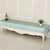 电视柜罩台布桌布罩电视机盖布防尘罩布艺鞋柜盖布罩长方形盖布|吉祥如意--绿色 电视柜50--200