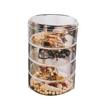透明旋转首饰盒头绳盒发夹饰品收纳盒发圈耳环钉手项链杂物整理架