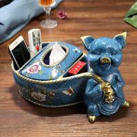 抽纸盒欧式纸巾客厅简约可爱家用纸抽茶几纸巾盒卧室桌面收纳摆件|蓝色猪袋纸巾盒