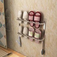 浴室拖鞋架子卫生间家用墙壁挂式门后收纳置物架|4双款(不锈钢送2挂钩)