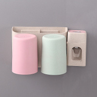 创意卫生间牙刷架 牙刷置物架壁挂牙刷杯洗漱杯套装免打孔收纳架|两口款+挤牙膏器套装