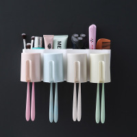 放牙刷置物架免打孔刷牙杯挂挤牙膏器浴室卫生间壁挂墙吸壁式电动|四口杯套