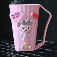 儿童卡通洗漱杯创意手柄宝宝耐摔漱口杯情侣刷牙杯家用可爱牙缸杯|红色粉色猴