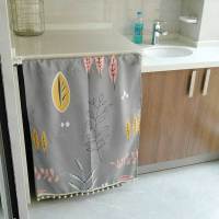 滚筒洗衣机罩 防晒帘 防水遮挡布小天鹅全自动洗衣机帘防尘帘海尔|防泼水春叶复苏灰色 宽68cm高45cm套餐2