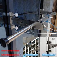 免打孔窗户晾衣架防护网保笼护栏阳台晒衣架窗外室外晾衣杆晒被子|短款双个支架带杆168厘米一根