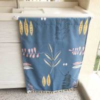 滚筒洗衣机罩 防晒帘 防水遮挡布小天鹅全自动洗衣机帘防尘帘海尔|防泼水春叶复苏藏青 宽143cm高90cm套餐2