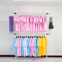 顶天立地晾衣架卧室落地挂衣架不锈钢单杆双杆式衣帽架晒衣架|两立两横加宽2.0-2.6米送2翅膀