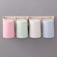 卫生间牙刷置物架免打孔牙刷架吸壁式收纳盒漱口杯套装牙杯架壁挂|四口杯架套装