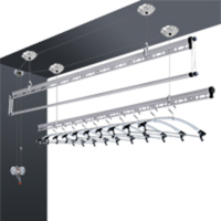 特价三杆手摇升降晾衣架晾衣杆加厚双杆自动室内阳台晒被架凉衣架|太空银 《三款标准款》2.0米+12铝三角