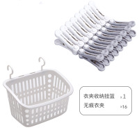 无痕晾晒夹子防风衣服固定家用单个衣架袜子塑料小号多功能晾衣夹|套餐A:16个无痕衣夹+挂篮一个