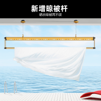 升降晾衣架 三杆阳台手摇晾衣杆双杆室内晒被晒衣凉衣架|冰川银三杆2.4米 大