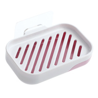 侧拉沥水肥皂盒免打孔壁挂肥皂架 卫生间塑料香皂架香皂盒|浅粉