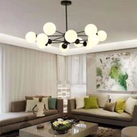 北欧全屋灯具套餐创意成套客厅餐厅卧室吊灯现代简约魔豆套装组合|客厅12头白色罩白光 不