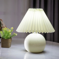 vintage台灯ins复古百褶少女网红灯中古北欧褶皱灯装饰卧室床头灯
