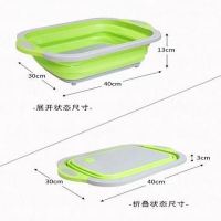 折叠防霉多功能沥水菜蓝砧板多用可以沥水可折叠洗菜切菜一体菜盆|大号多功能菜板绿色(特价) 关注收藏宝贝送海绵擦一个