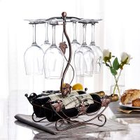 创意红酒架欧式葡萄酒架子时尚酒瓶架倒挂放高脚杯架装饰摆件酒架