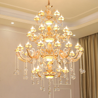 别墅复式楼客厅三层大吊灯欧式楼中楼水晶大吊灯锌合金酒店大吊灯