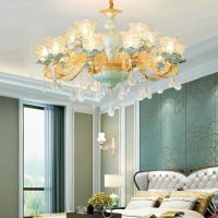 欧式吊灯陶瓷客厅水晶灯餐厅卧室灯具现代家用复式楼奢华法式吊灯