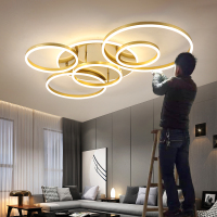 北欧客厅灯具轻奢现代简约大气创意卧室金色组合全屋套餐吸顶灯