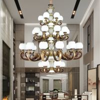 复式楼水晶大吊灯欧式别墅客厅吊灯豪华酒店大堂楼中楼新中式挑空