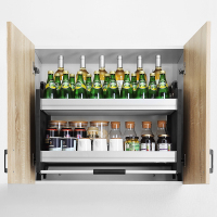 厨房顶柜拉篮吊柜升降机收纳得橱柜不锈钢下拉式调味拉篮置物架