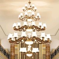 欧式别墅客厅大吊灯复式楼中楼梯挑空跃层轻奢华复古玉石水晶灯具