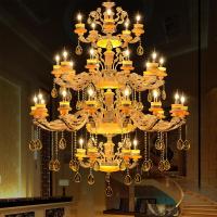 复式楼客厅水晶大吊灯楼中楼酒店别墅中空欧式灯中式灯饰美式灯具