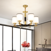 全铜吊灯新中式客厅灯餐厅书房大气家用吊灯轻奢现代简约灯具3411