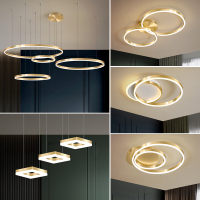 客厅吊灯简约现代大厅吊灯大气家用圆环led卧室网红轻奢灯具套餐