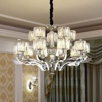 新款奢华客厅水晶吊灯现代简约银色餐厅吊灯卧室灯臂发光灯具
