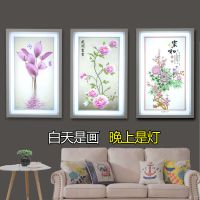 壁灯led壁画灯现代新中式带画壁灯客厅卧室走廊过道创意画灯装饰