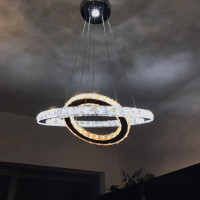 led水晶吊灯简约现代环形轻奢客厅灯创意个性卧室餐厅圆形吊灯饰