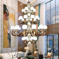 新中式大吊灯别墅客厅旋转楼梯复式楼酒店中空楼梯长吊灯具中国风