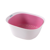 家用厨房菜篮洗菜盆沥水篮果篮塑料北欧创意淘米洗菜菜篮子水果篮|粉