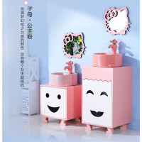 儿童浴室柜组合高低子母柜双盆陶瓷落地阳台幼儿园小孩彩色洗手台|子柜+母柜(粉色)