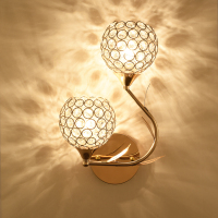 现代简约led壁灯卧室温馨床头灯阳台过道双头水晶创意客厅墙壁灯