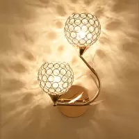 现代简约led壁灯卧室温馨床头灯阳台过道双头水晶创意客厅墙壁灯