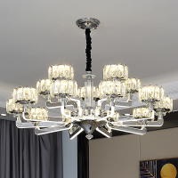 客厅吊灯现代简约轻奢餐厅卧室灯个性创意灯臂发光吊灯家用水晶灯