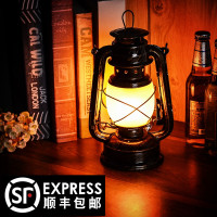 led充电酒吧台灯创意复古清吧咖啡厅装饰桌灯铁艺户外煤油灯马灯